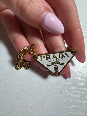 Prada Triangle Logo Necklace Gold Chain